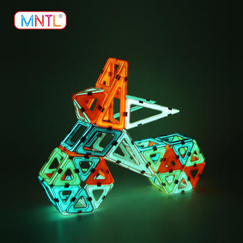 MNTL Value Set : Educational Glowing 62 Pieces Plastic Toy Magnetic Blocks Toys A8114G Set.