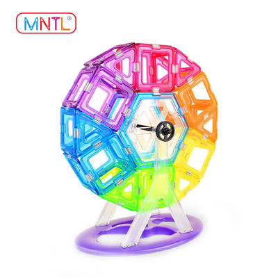 MNTL Crystal Color Magnetic Blocks for kids A8206 119 PCS - Magnetic Tiles / Magnetic Blocks For Toddlers - Includes Booklet and Pair of Wheels