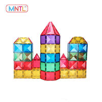 MNTL Vivid Clear Colors 3D Magnet Tiles Toys with Car Set