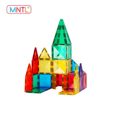 MNTL 100 Pieces Set Magnetic Tiles For Toddlers Clear Magnetic 3D Building Blocks Construction Playboards, Creativity beyond Imagination, Inspirational, Recreational, Educational Conventional B8105M