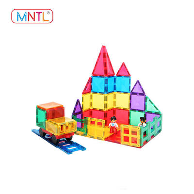 MNTL Children Hub 128PCS Magnetic Tiles B8123 Set - Building Construction Toys for Kids